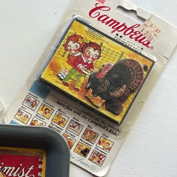 CAMPBELL'S Kids Vintage 3D Magnets November & December 1996 NIP + Tin Tray - Picture 3 of 7